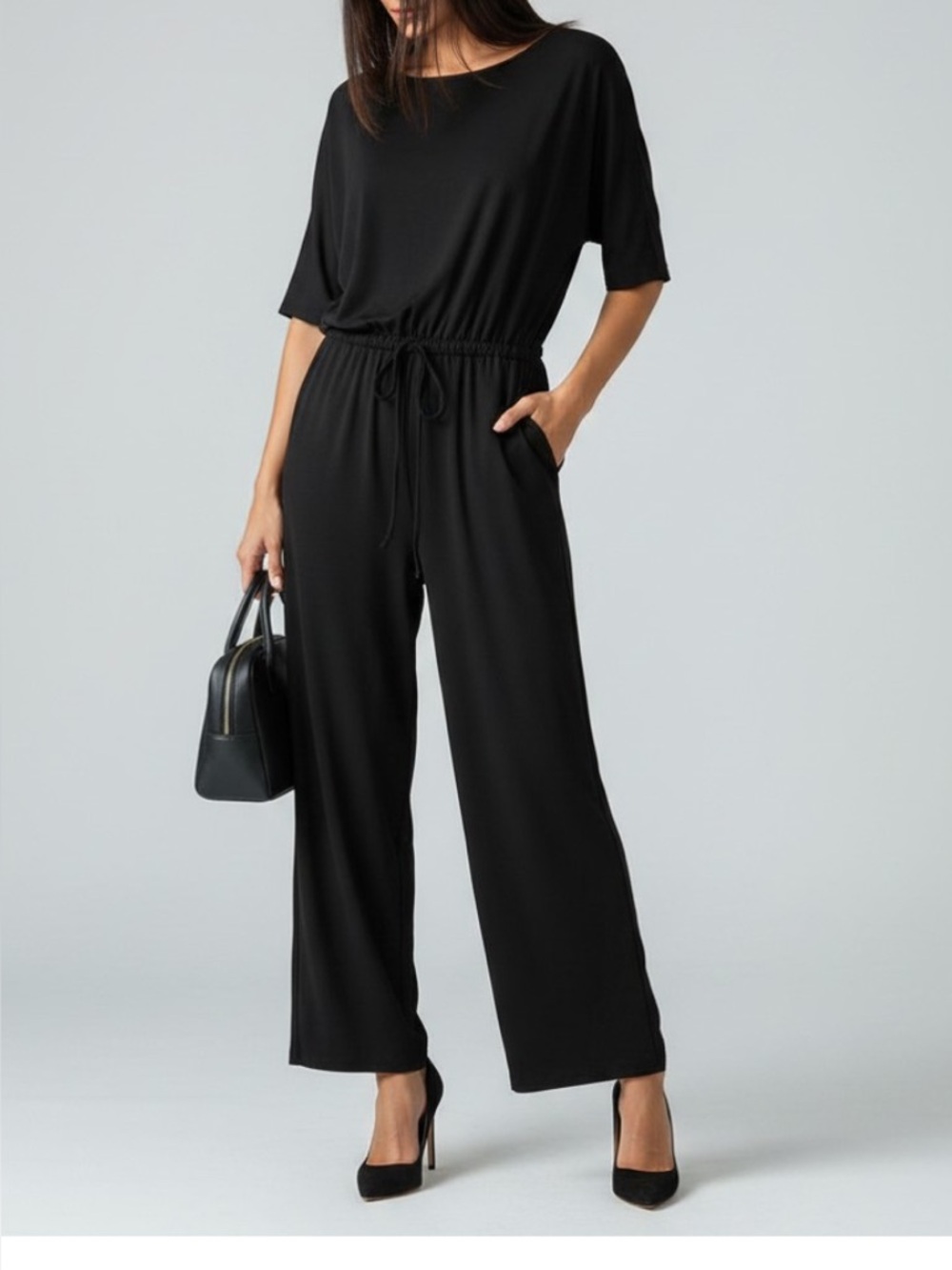 Black Westbound Drawstring Waist Jumpsuit
